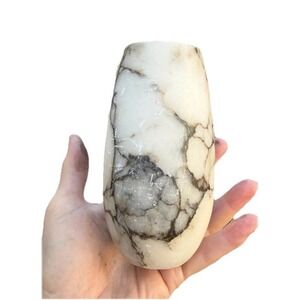Hand-Carved Marble Bud Vase Intricate Veining  Earthy Patina Natural Home Decor